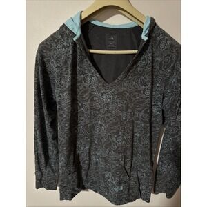 The North Face Hoodie Kangaroo Pocket Brown Paisley Pullover V Neck Womens Sz XL